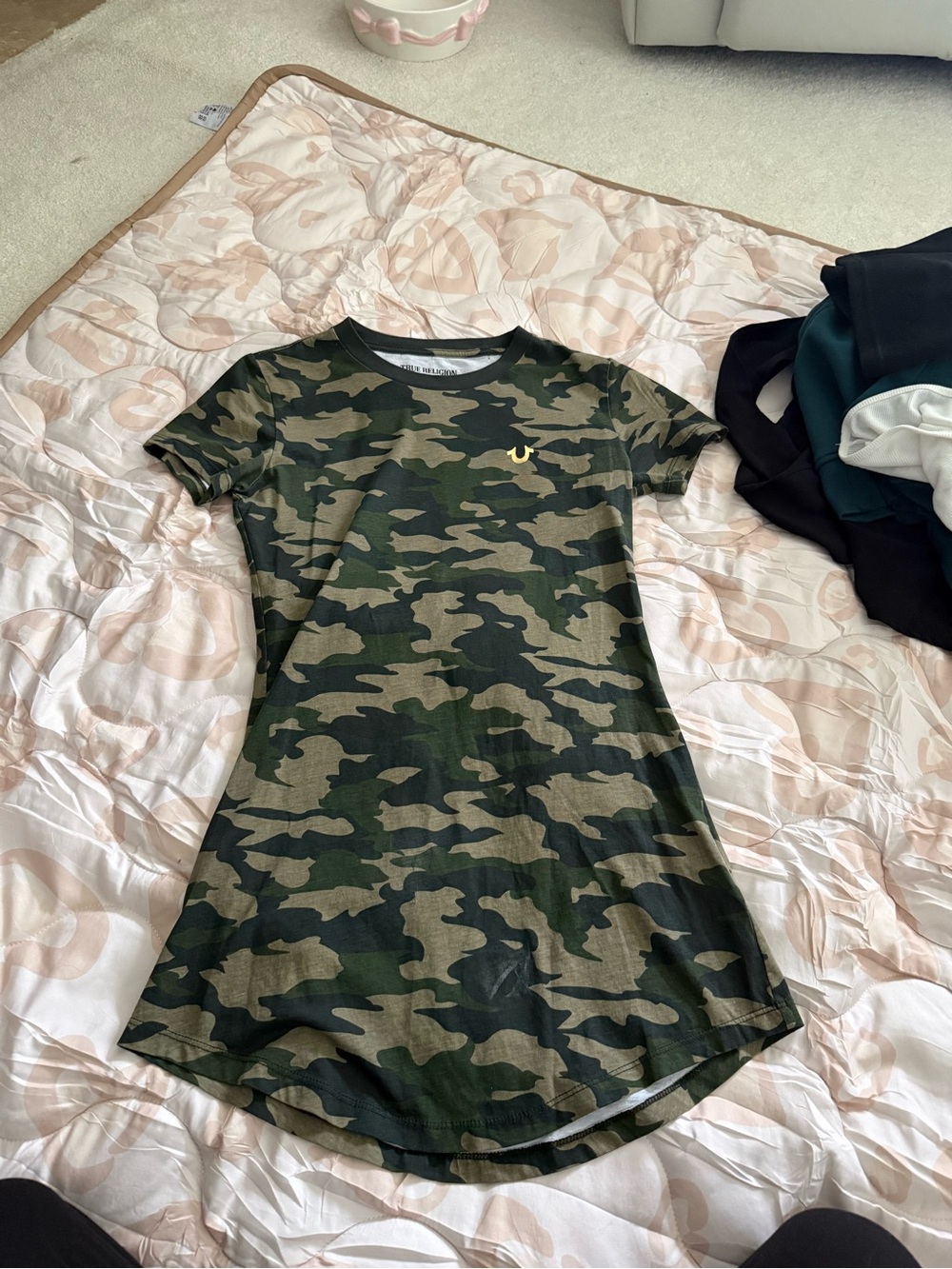True Religion Olive Green Camo Mini Dress